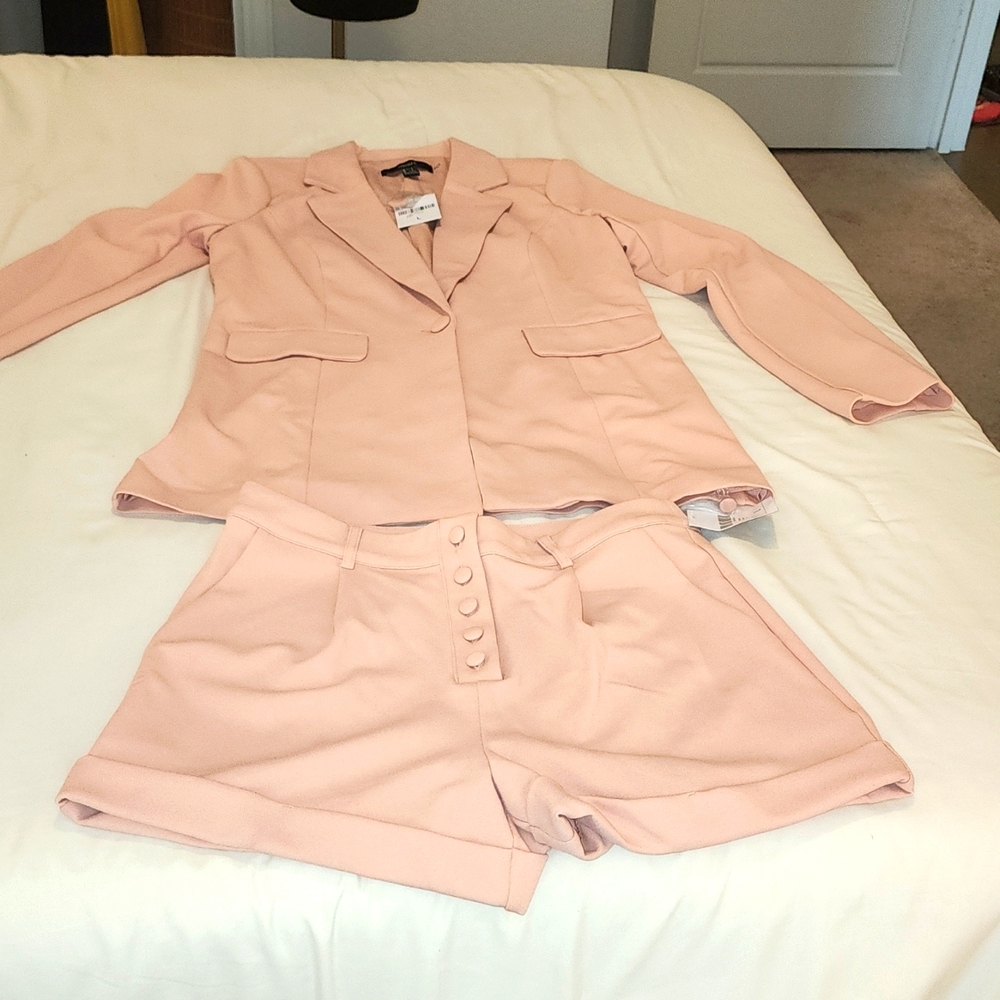 Blazer and short set light peach